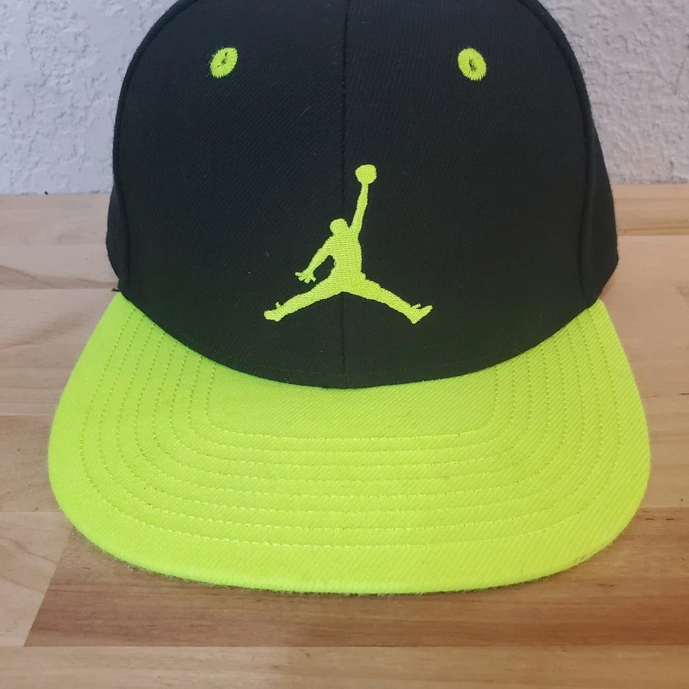 Jordan Youth True Snapback Hat Black Neon Volt Green Jumpman Cap 617844-988977